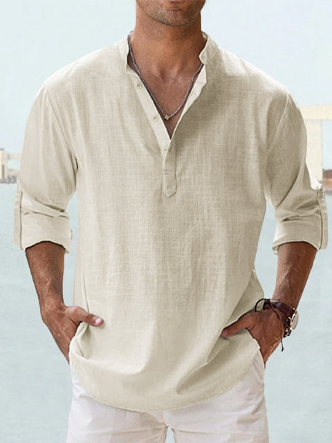 LAURENT MONACO | CAMISA MINIMALISTA CON CUELLO MANDARÍN PARA HOMBRE