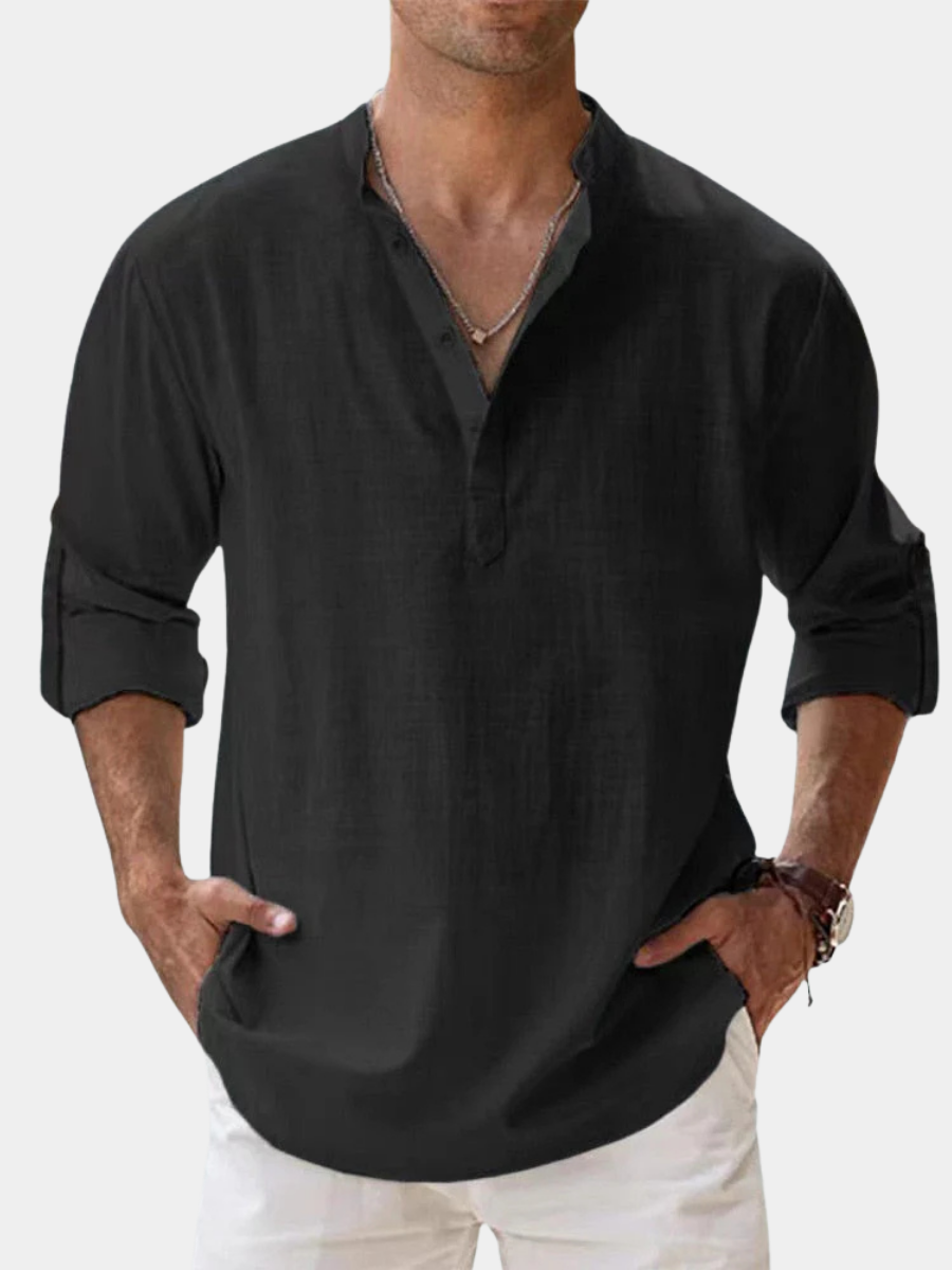 LAURENT MONACO | CAMISA MINIMALISTA CON CUELLO MANDARÍN PARA HOMBRE
