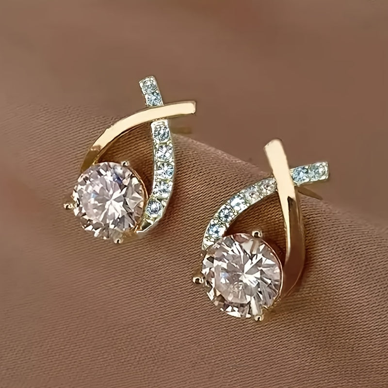 Soledad - Pendientes con Cruz Dorada y Circonita