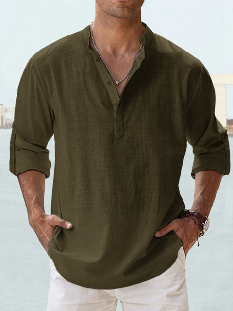 LAURENT MONACO | CAMISA MINIMALISTA CON CUELLO MANDARÍN PARA HOMBRE