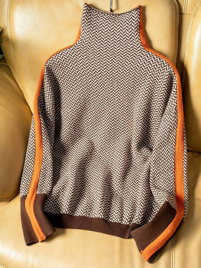 Clémence - Jersey de cuello alto con rayas en contraste