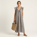 Josette | Vestido largo con escote en V de volantes