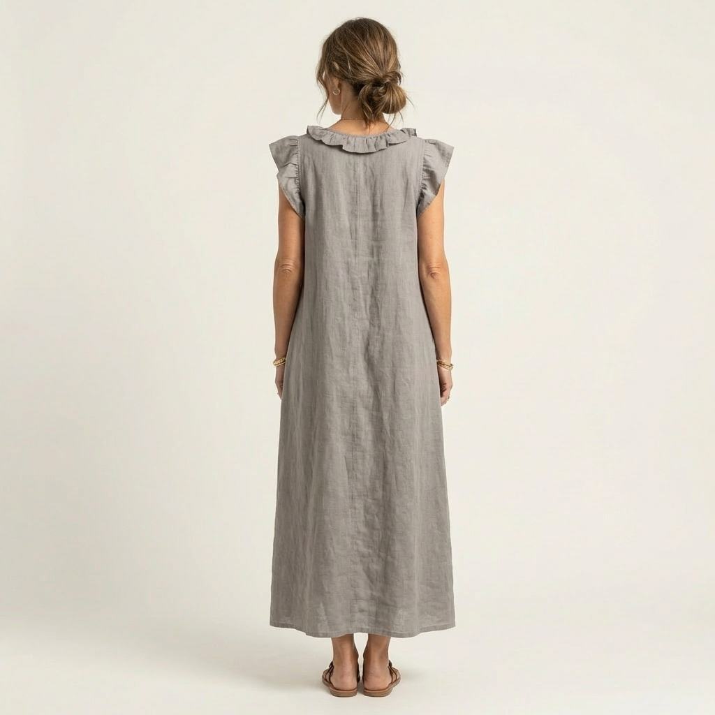 Josette | Vestido largo con escote en V de volantes