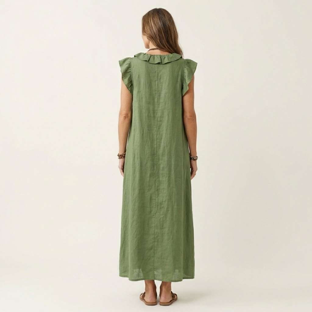 Josette | Vestido largo con escote en V de volantes