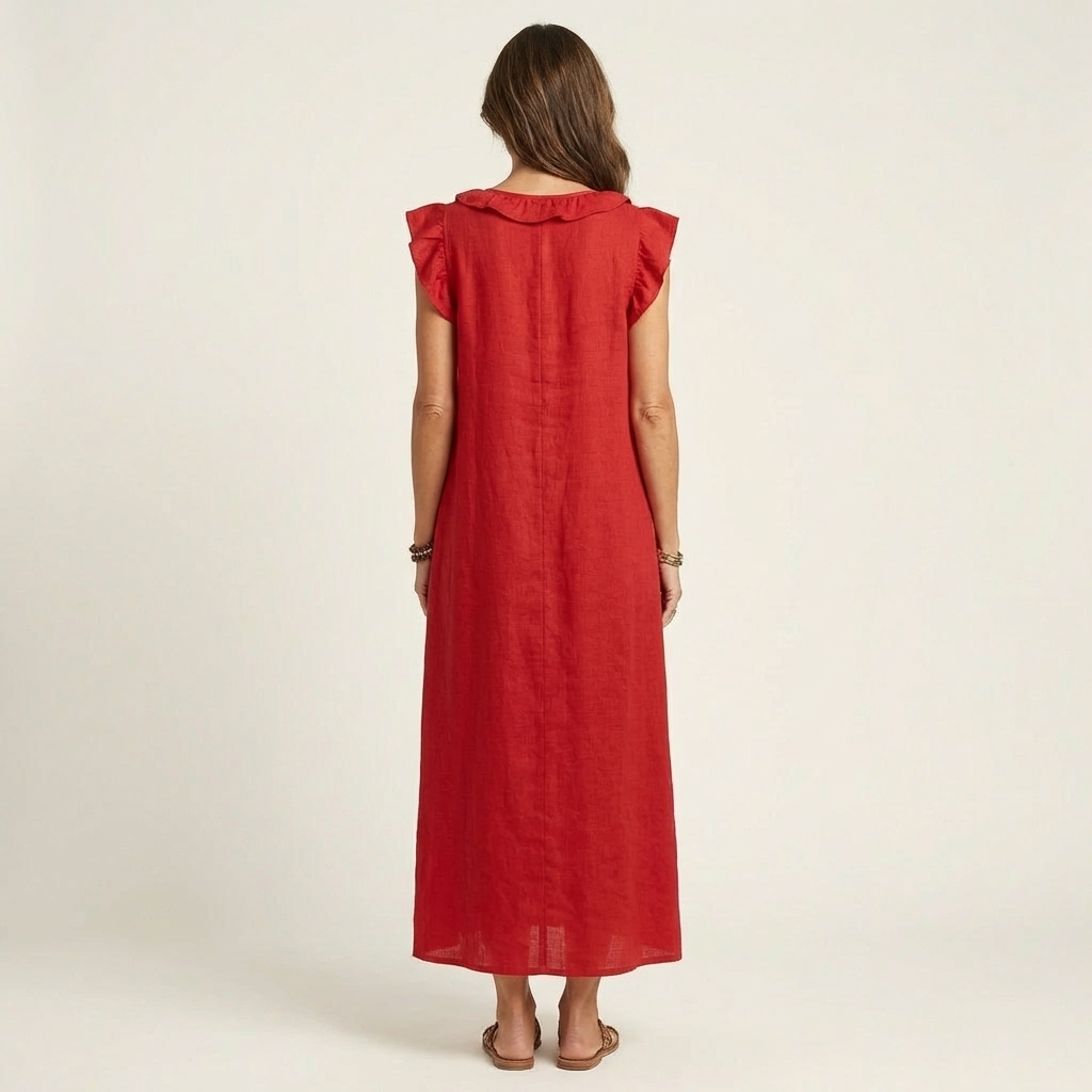 Josette | Vestido largo con escote en V de volantes