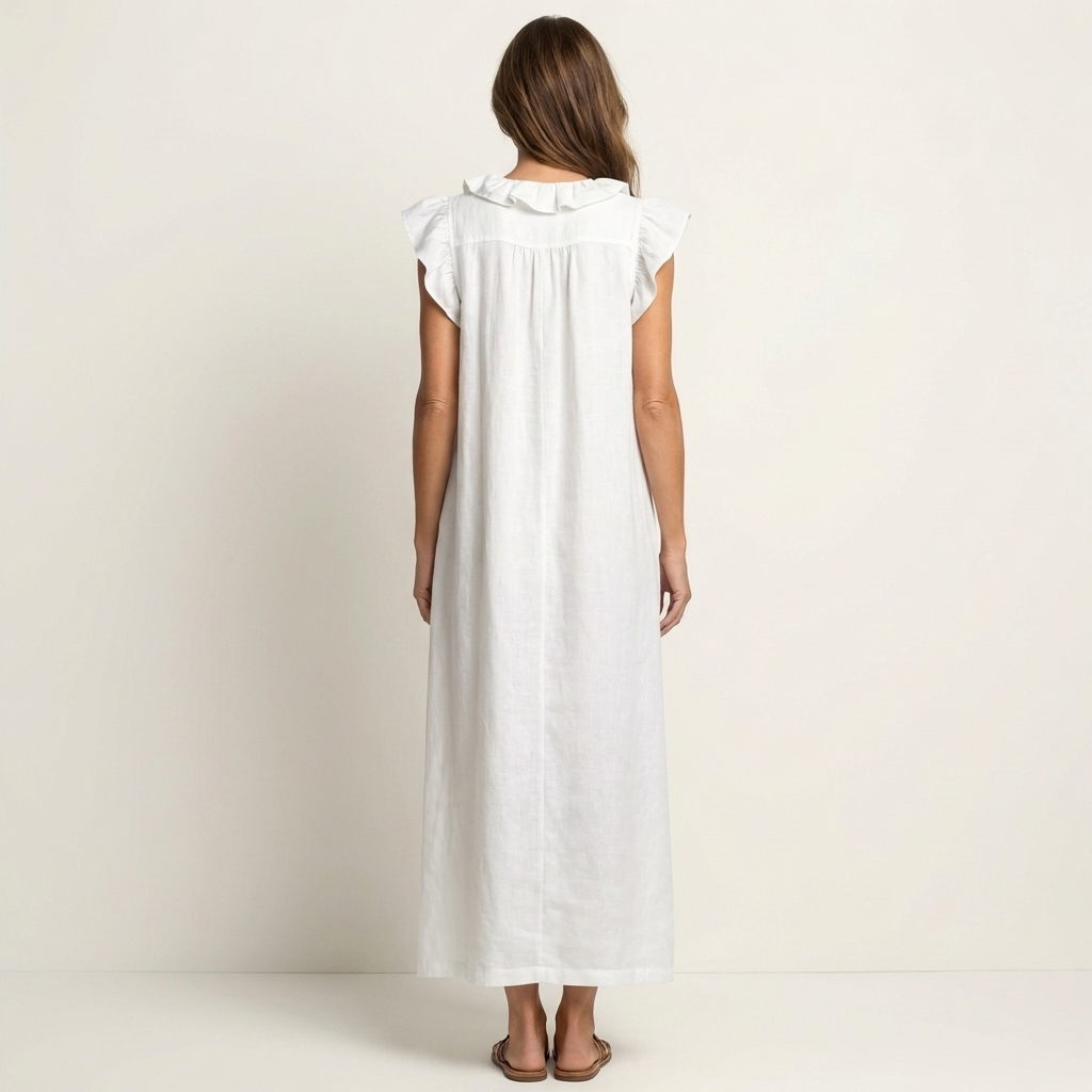Josette | Vestido largo con escote en V de volantes