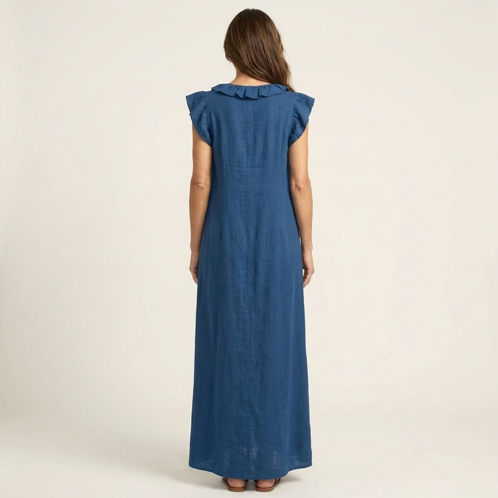 Josette | Vestido largo con escote en V de volantes