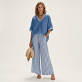 Juliana | Conjunto de top con ribete varsity y pantalón ancho a rayas