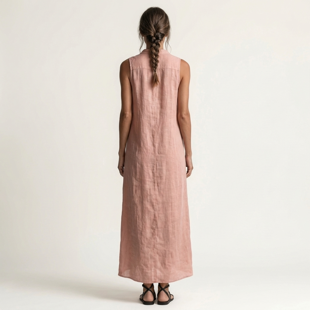 Mirabell | Vestido largo sin mangas con capucha y botonadura