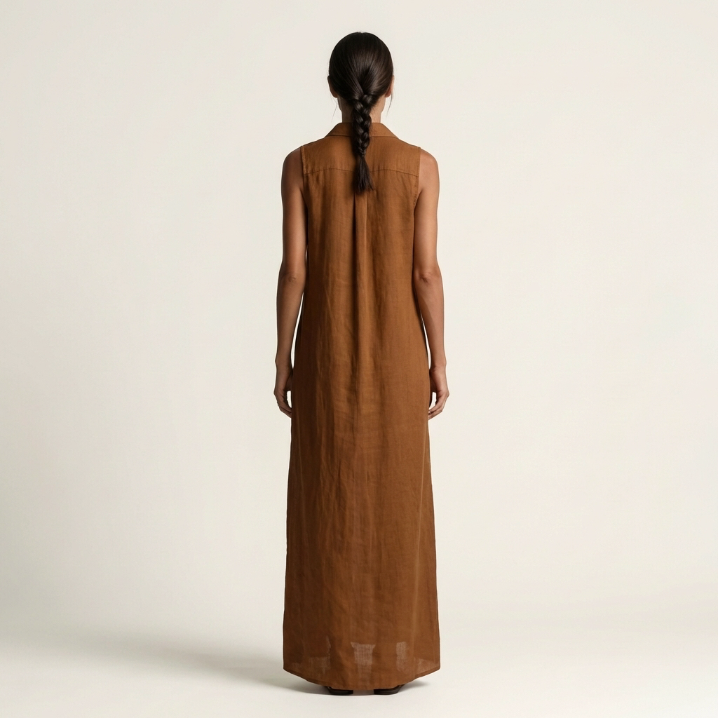 Mirabell | Vestido largo sin mangas con capucha y botonadura