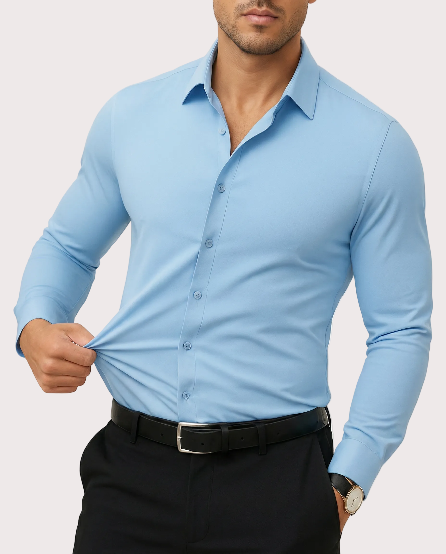 Camisa azul elastizada