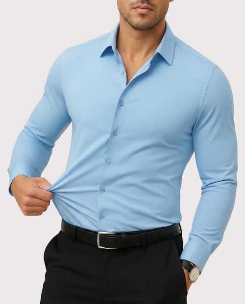 Camisa azul elastizada