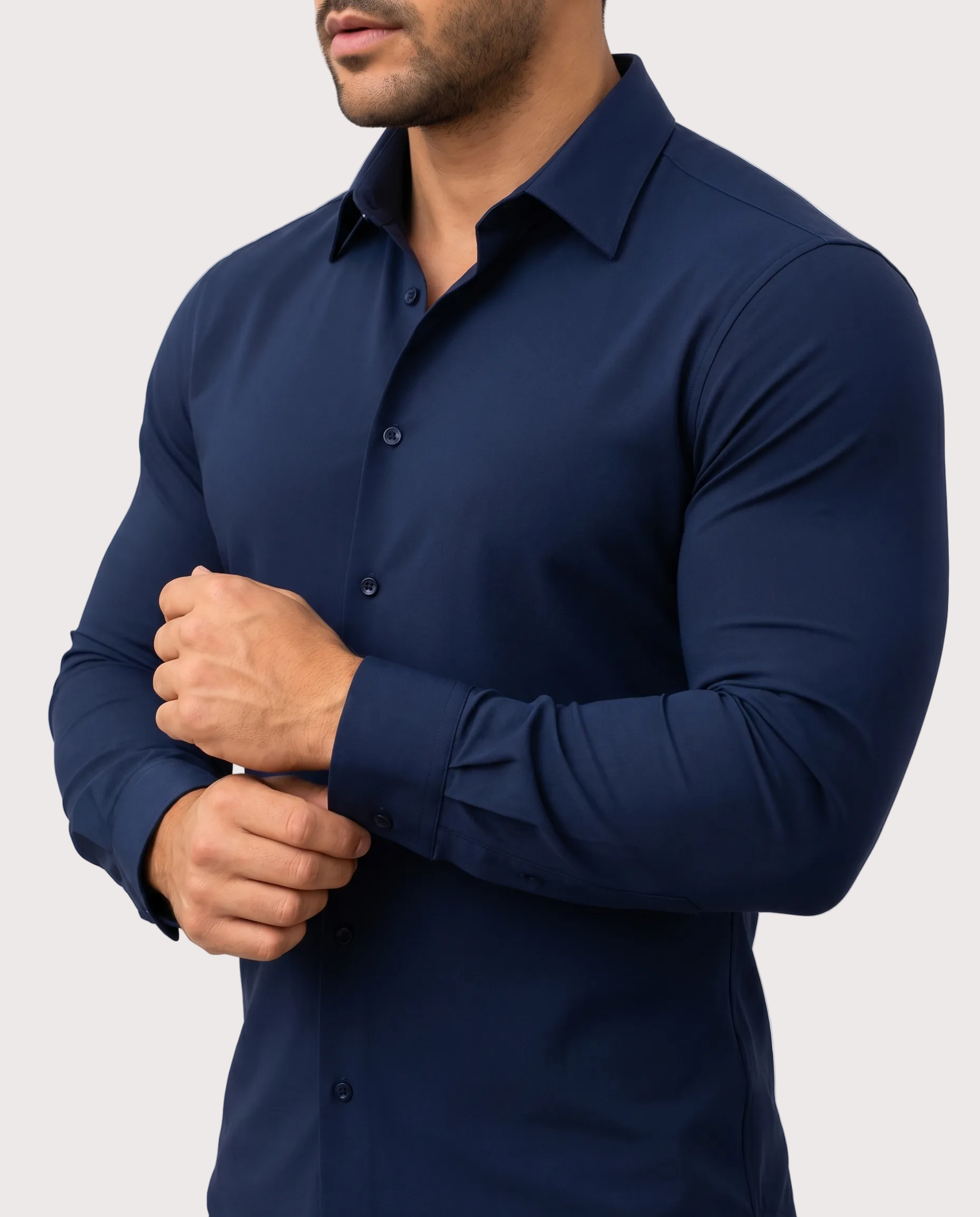 Camisa azul elastizada