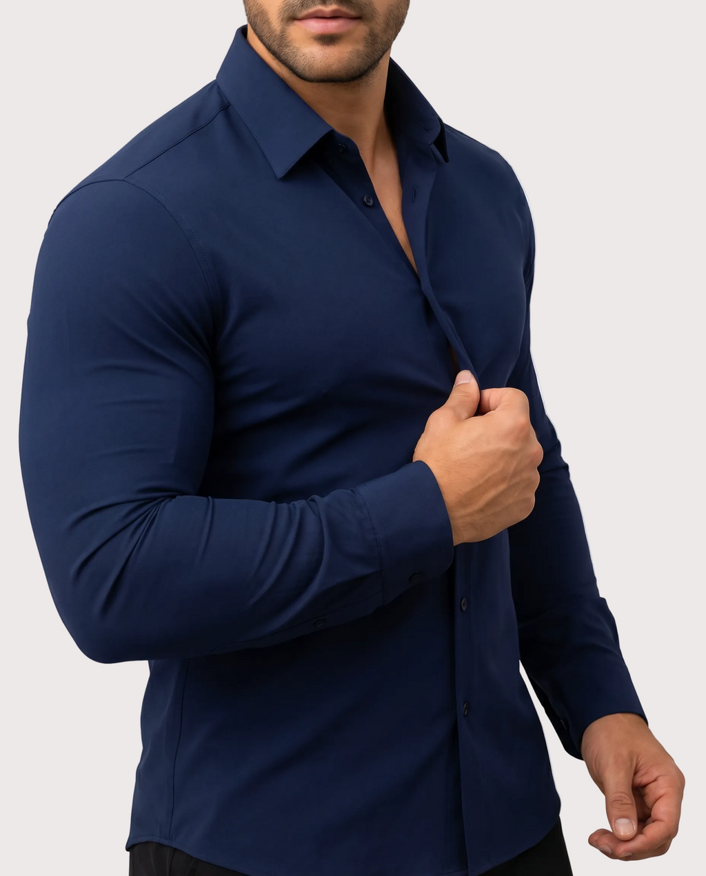 Camisa azul elastizada