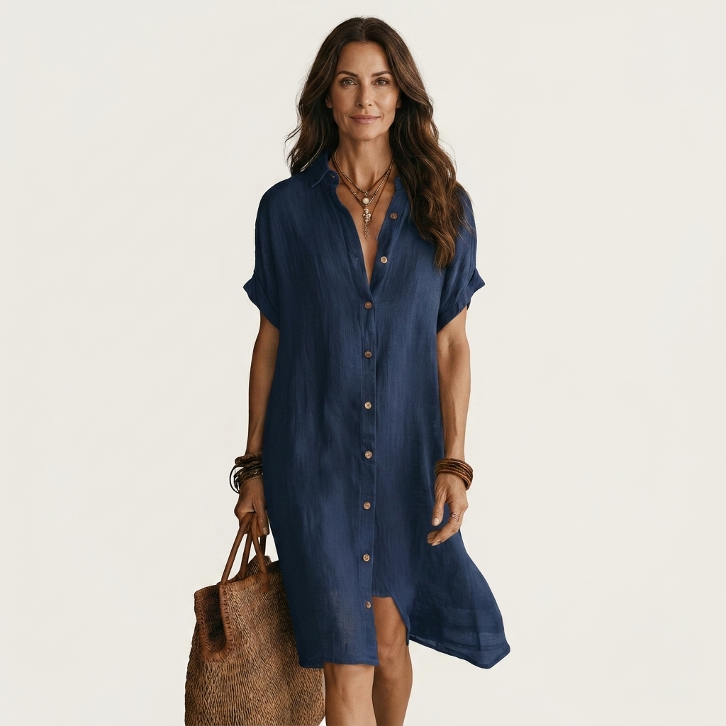 Nidalie | Vestido camisero midi con puños vueltos
