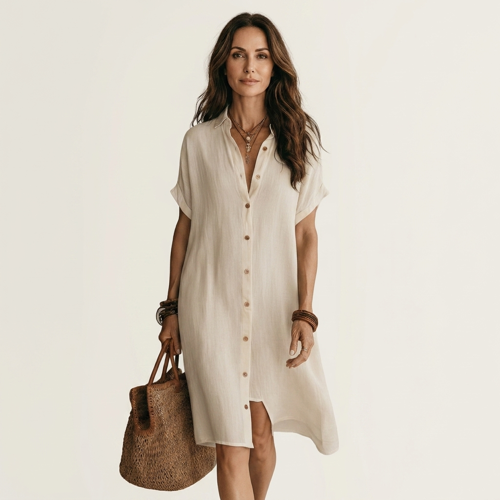 Nidalie | Vestido camisero midi con puños vueltos