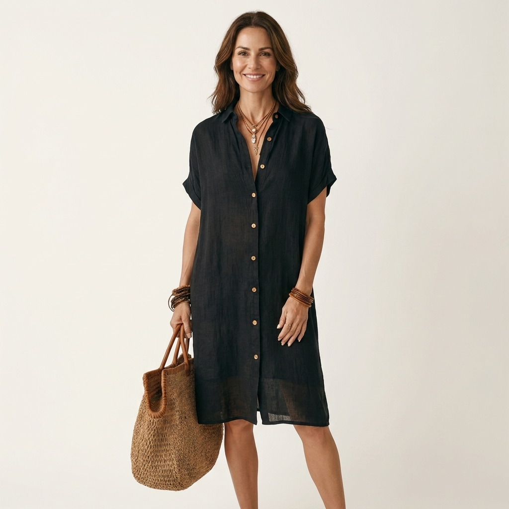Nidalie | Vestido camisero midi con puños vueltos