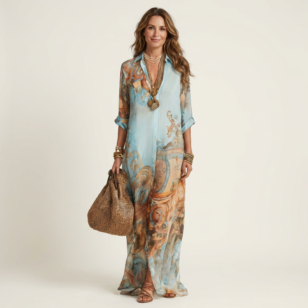 Lanie | Vestido camisero largo de seda