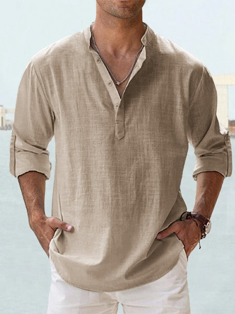 LAURENT MONACO | CAMISA MINIMALISTA CON CUELLO MANDARÍN PARA HOMBRE