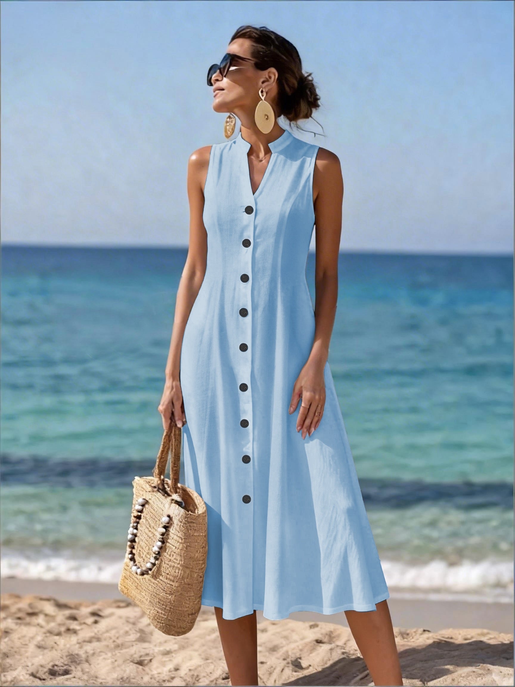 Naira | Vestido largo sin mangas con escote en V