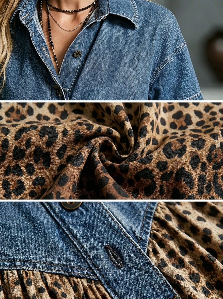 Vestido midi con estampado de leopardo