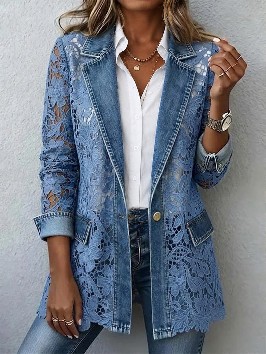Lacinda™ | Blazer con paneles de encaje floral