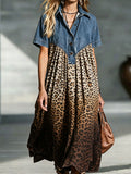 Vestido midi con estampado de leopardo