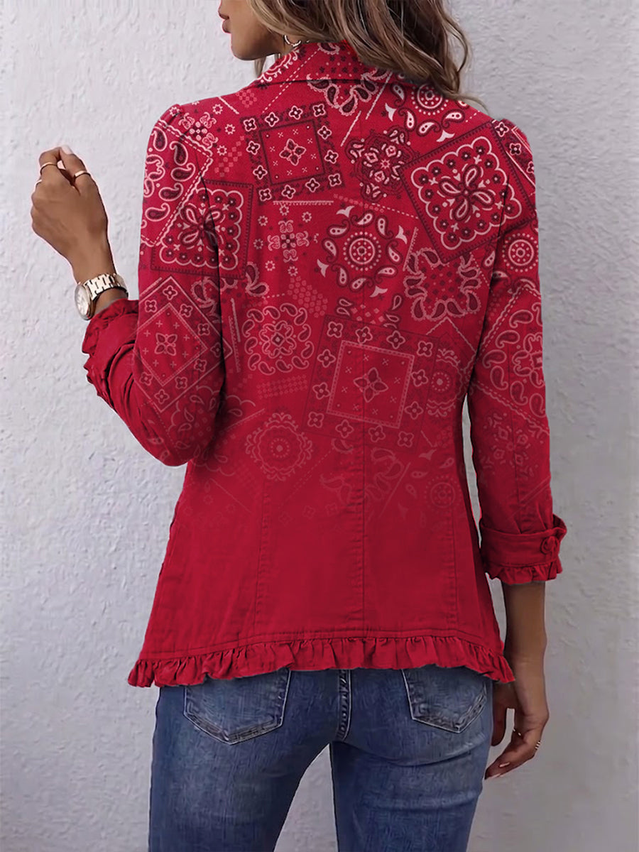 Santina | Chaqueta Estampado Cachemira Degradado con Volante