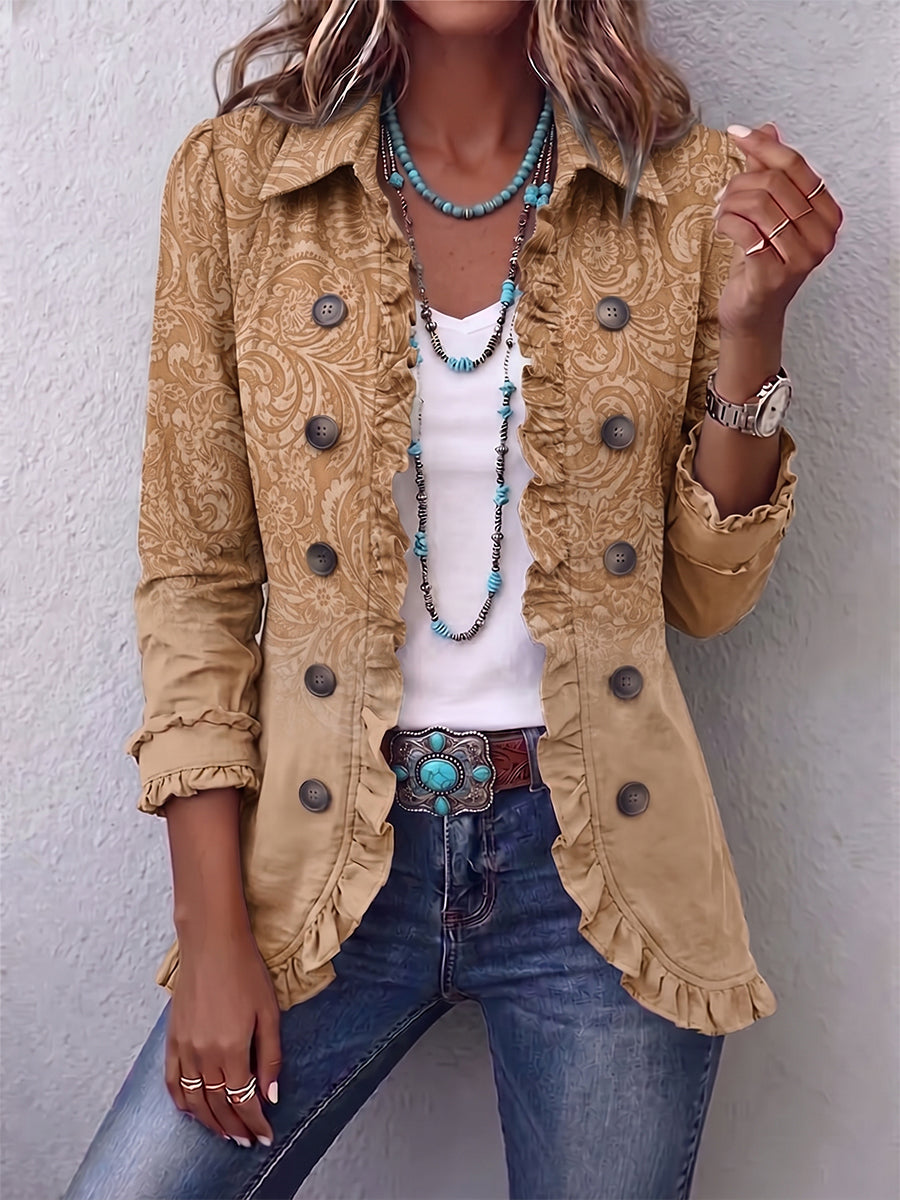 Palmira | Chaqueta Estampado en Relieve con Volantes