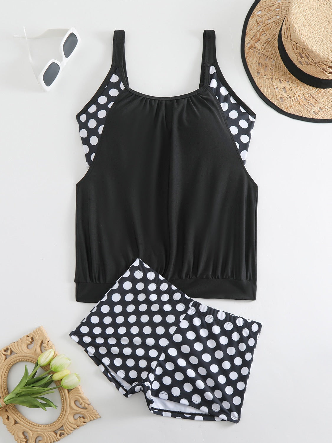 🏖️ Verano caliente – 50% de descuento 👙 Conjunto de bikini de dos piezas para mujer con lunares