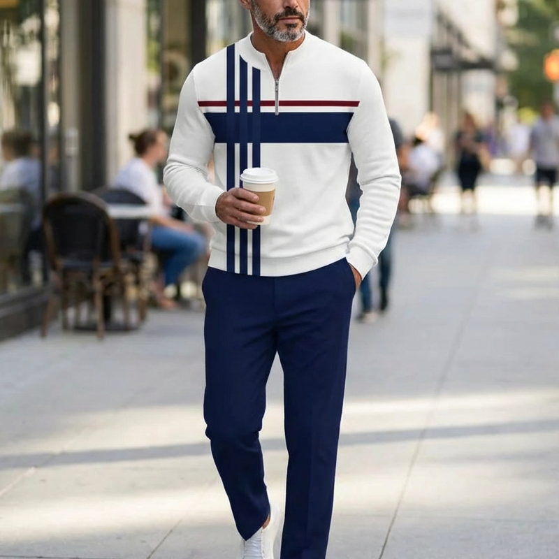 👕 ¡50% de descuento! 🔥 Conjunto para hombre con estampado gráfico – suéter y pantalón – estilo street casual, tela cómoda y combinación perfecta 👖