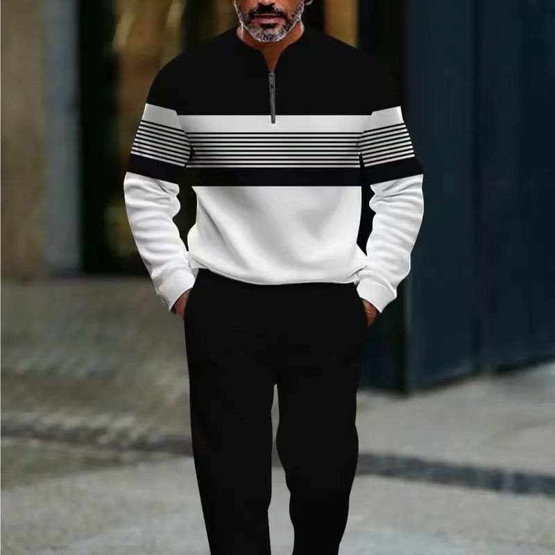 👕 ¡50% de descuento! 🔥 Conjunto para hombre con estampado gráfico – suéter y pantalón – estilo street casual, tela cómoda y combinación perfecta 👖