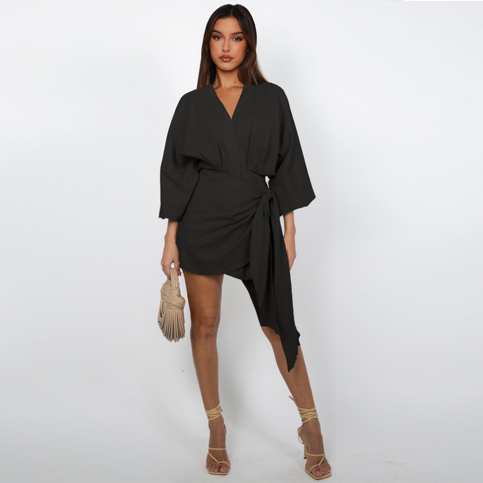 Vestido envolvente con escote en V para mujer